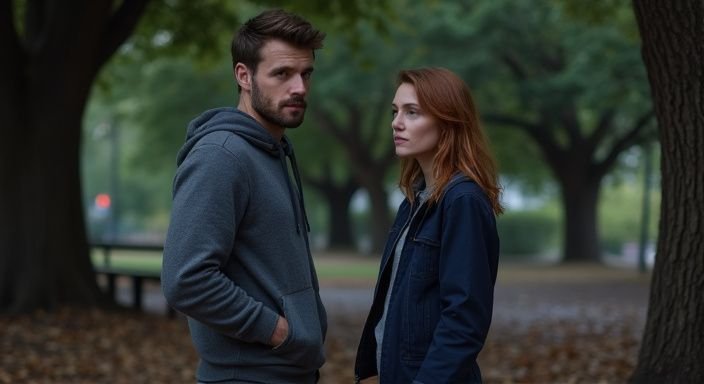 Een vrouw en man ontmoeten elkaar discreet in een park. Een vrouw en man ontmoeten elkaar discreet in een park voor geheim sexcontact in Vlaanderen.