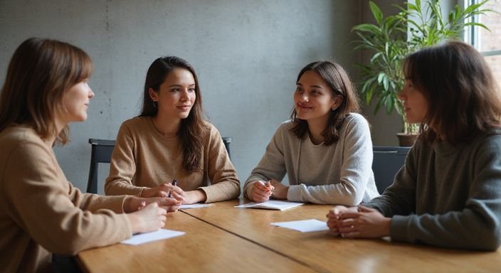 Een diverse groep jonge volwassenen in een moderne kantoorruimte. Een diverse groep jonge volwassenen in een moderne kantoorruimte.
