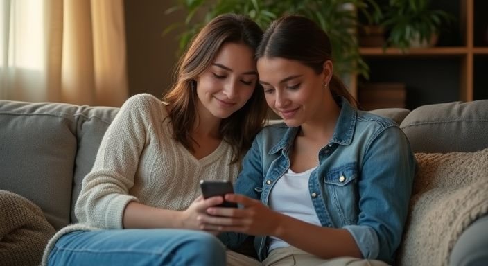 Twee vrouwen delen een intiem moment op een comfortabele bank. Twee vrouwen delen een intiem moment op een comfortabele bank tijdens hun Lesbische vrouwen sexdate.