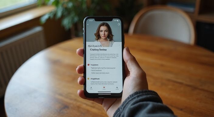 Een zorgvuldig samengesteld datingprofiel op een smartphone.