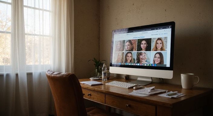 Een slaapkamer met een computer die een datingsite toont voor een Milf sexdate.