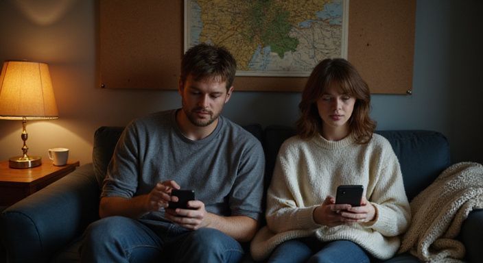 Een man en vrouw zitten ontspannen samen op een bank.