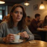 Flirten daten Vlaanderen: Vind snel een leuke match bij jou in de buurt Een vrouw met spanning, zittend in een druk café