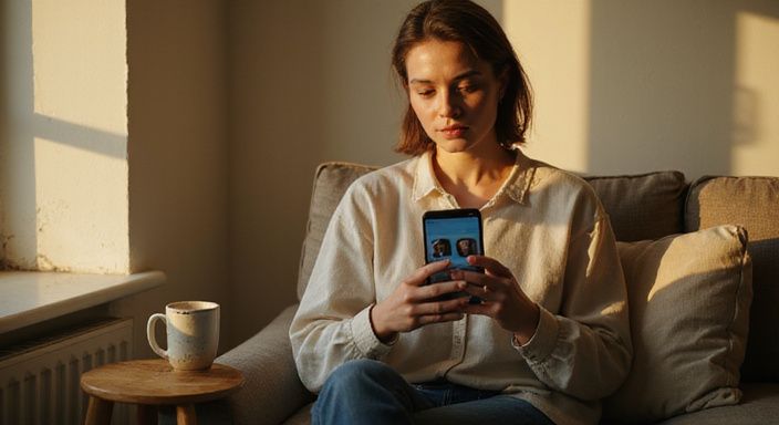Een man studeert geconcentreerd op zijn laptop in een eenvoudige studio. Gratis sexdate in Brussel online