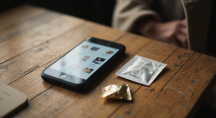Een smartphone en barrièrebescherming liggen op een verweerd houten tafel. Een smartphone en barrièrebescherming liggen op een verweerd houten tafel.