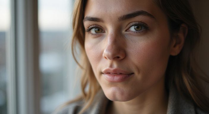 Portret van een persoon met een rustige, natuurlijke uitstraling. Rijpe vrouwen sexdate vinden